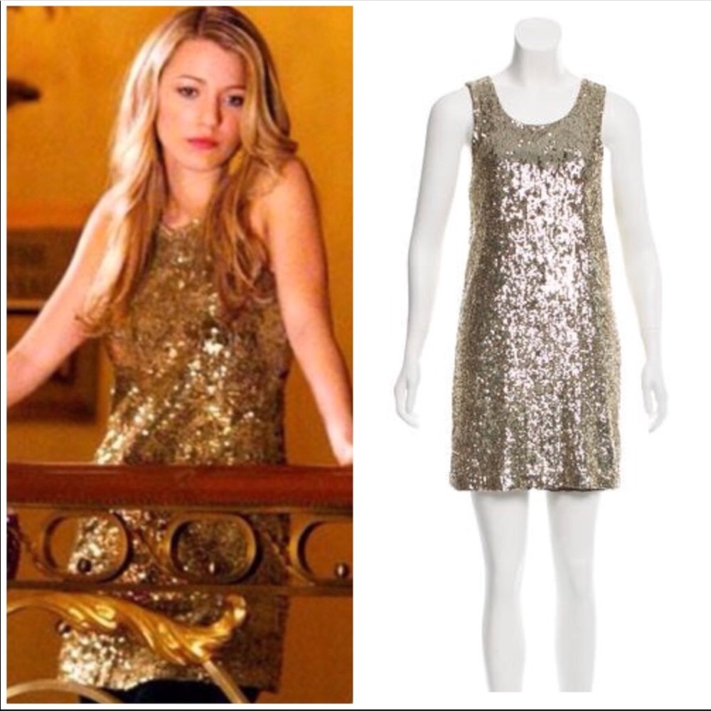 Tory Burch Gold Sequin Mini Dress S